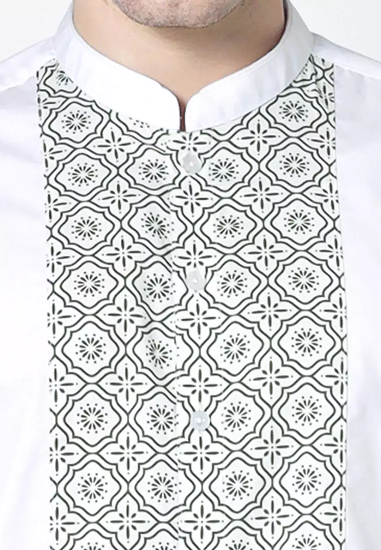 Kemeja Koko Pria Lengan Pendek Mukhtar Olive Green Baju Muslim Pria