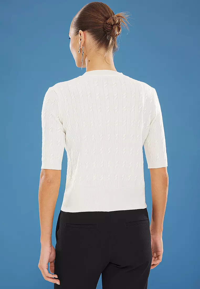 Braided Ribbon Buttons Knitwear Cardigan