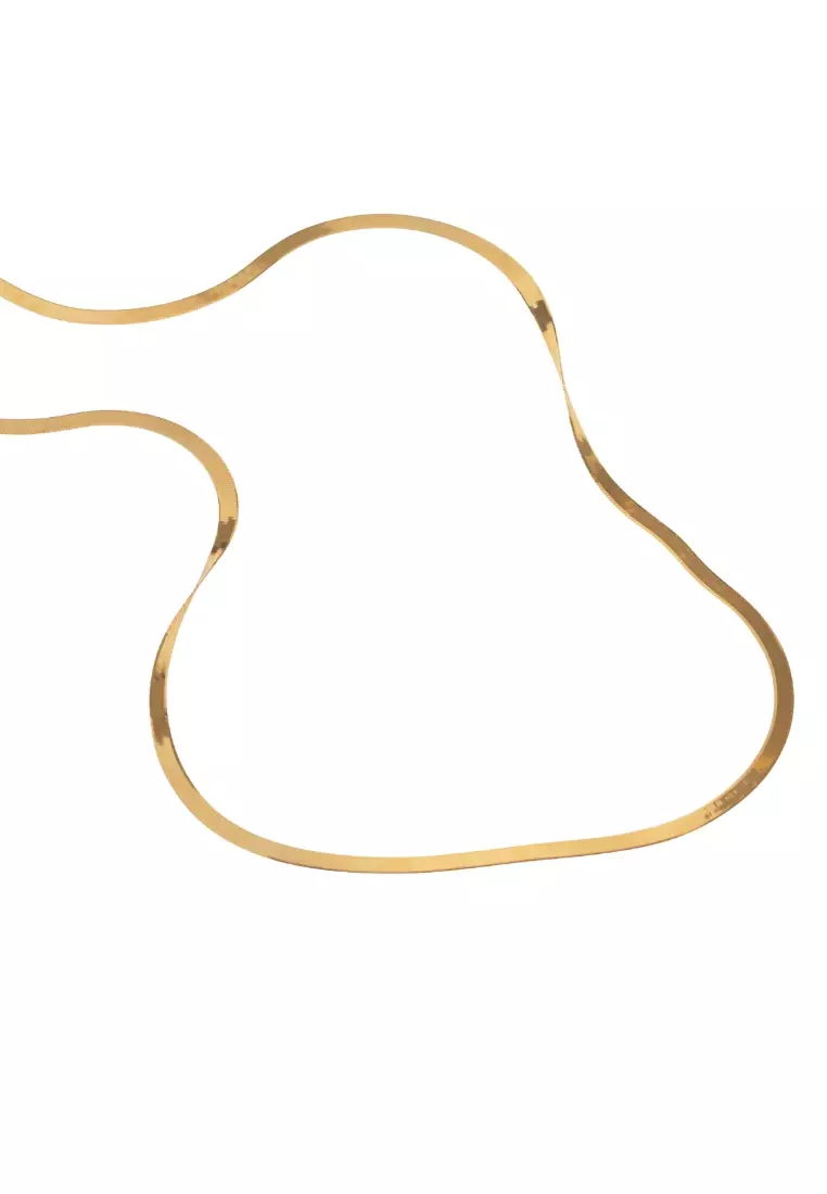 Bold Herringbone Chain Necklace 14k Gold- 16 inches