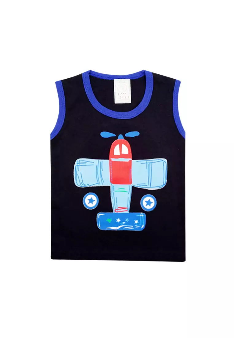 Skabe Pakaian Bayi Anak Laki Laki Baju Singlet Motif Pesawat Setelan Celana Jeans All Size Warna Tua Usia 6 Bulan Hingga 12 Bulan 3442 Wakakids Waka Kids