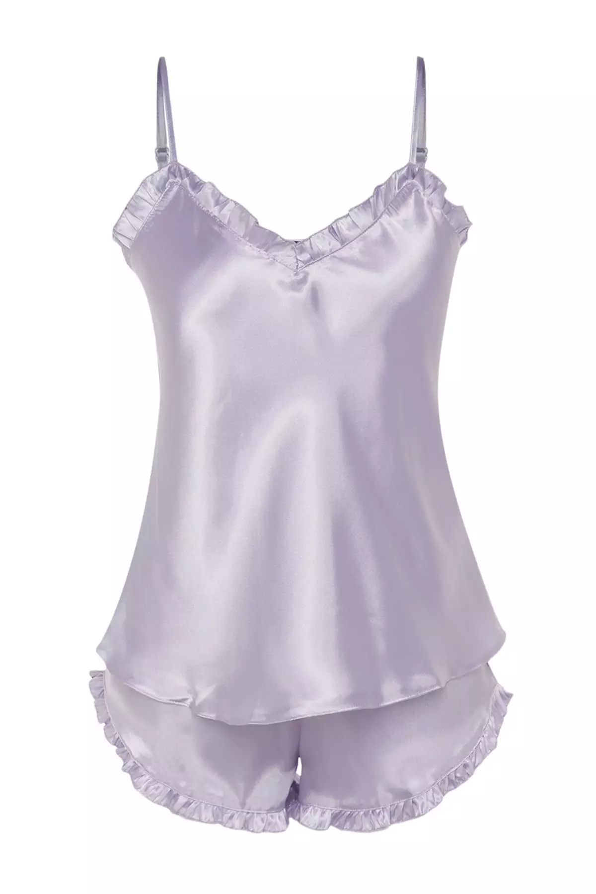 Ruffle Detailed Satin Pajama Set