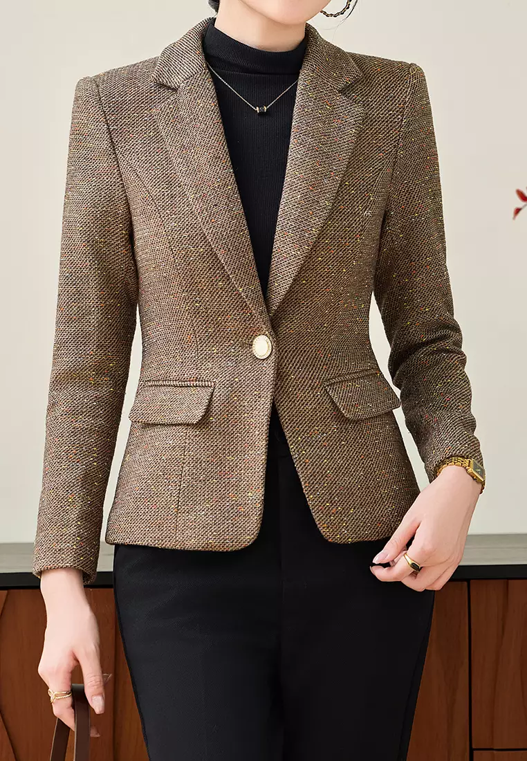 Cropped Texture Suit Jacket YGH-EM8136
