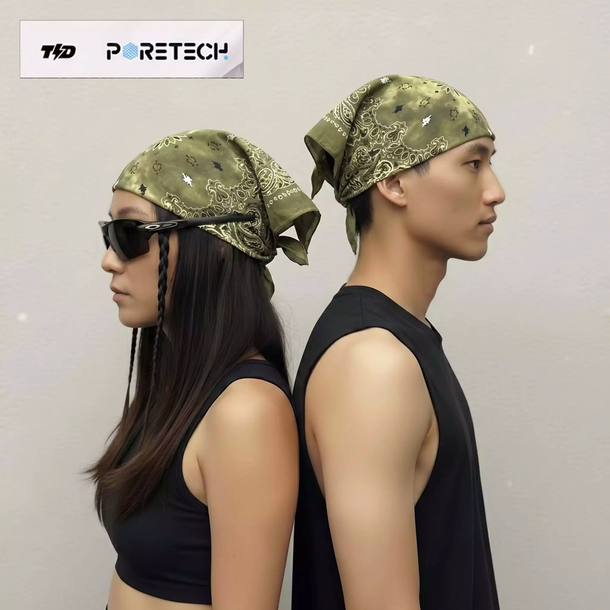 TDACTIVE Bandana Kalcer Lari hijau Tie Dye Poretech 52cm x 52cm ABA45