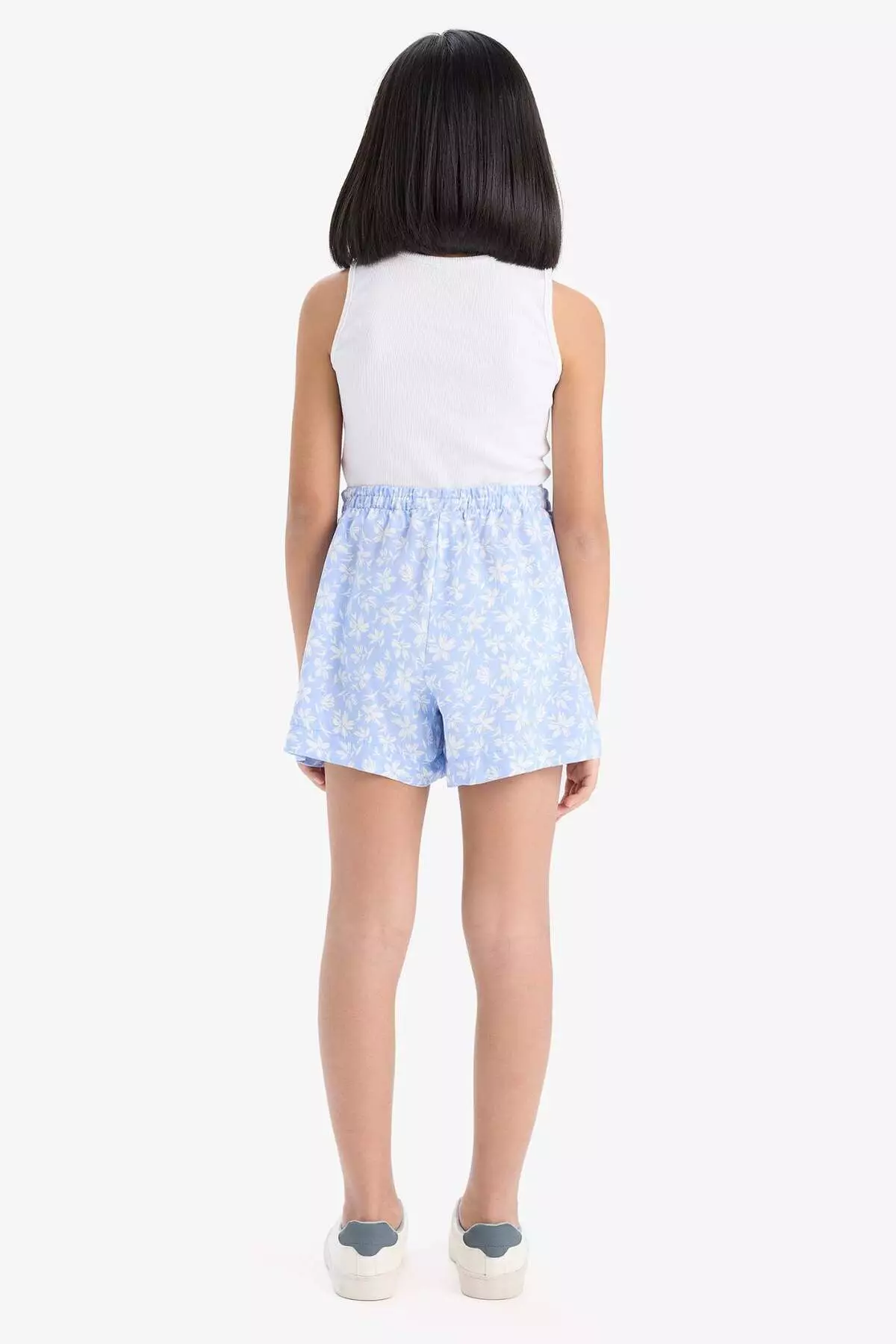Girl's Floral Patterned Viscose Shorts E0648A825Hs