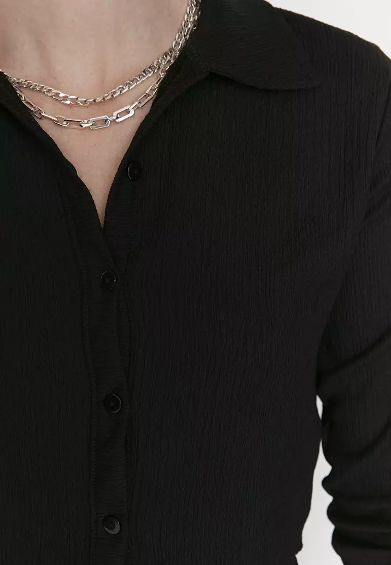 Cropped Crepe Blouse