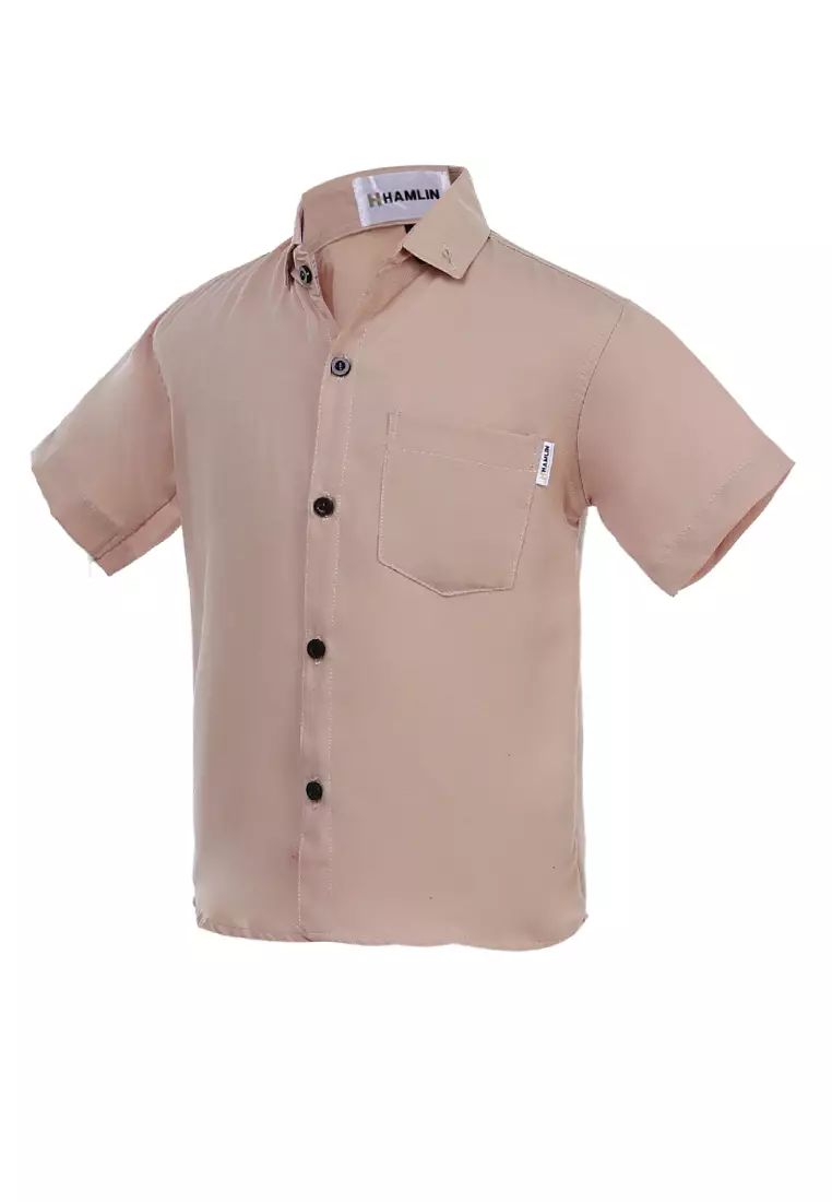 Juste Kemeja Formal Anak Laki-laki Lengan Pendek Motif Polos Kids Shirt Comportable Material Cotton ORIGINAL - Nude