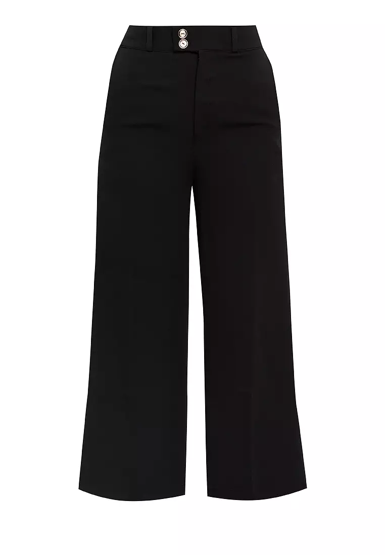 Tribeca Wide Leg Pants With Two Buttons