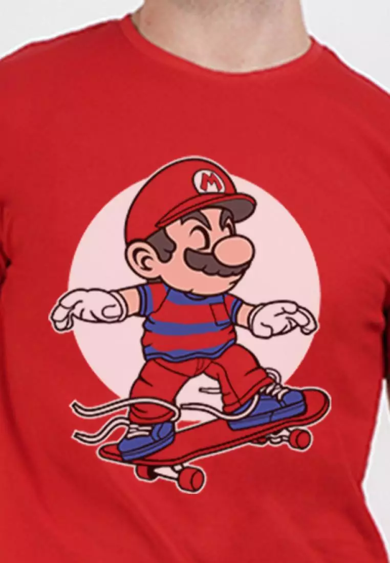 Mario Skateboard Red Cotton Short Sleeve Essential T-Shirt