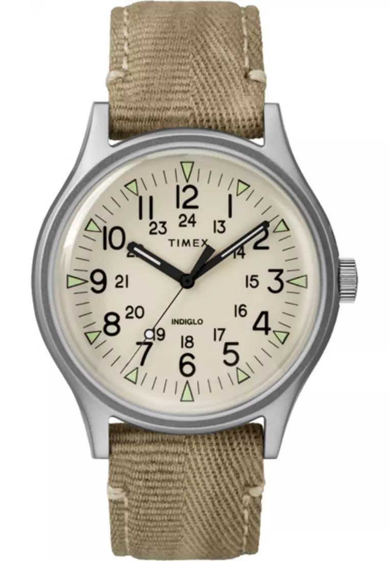Timex MK1 SST Khaki Fabric Strap Beige Dial TW2R68000