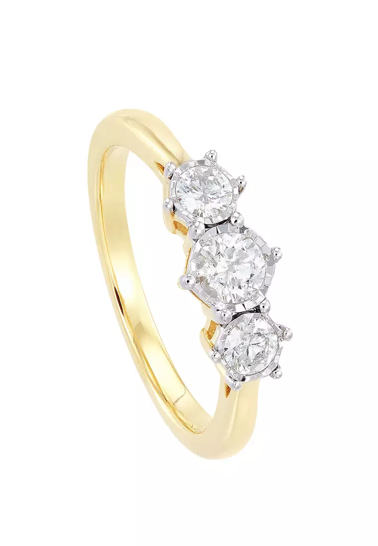 Buy HABIB HABIB Trilogy Diamond Ring in 375 9K Yellow Gold