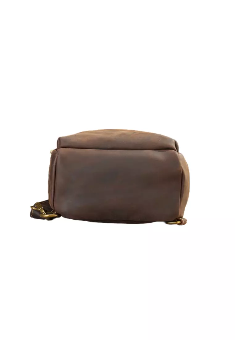 Men's Crazy Horse Cow Leather Zipper Belt Bags Chest Bags