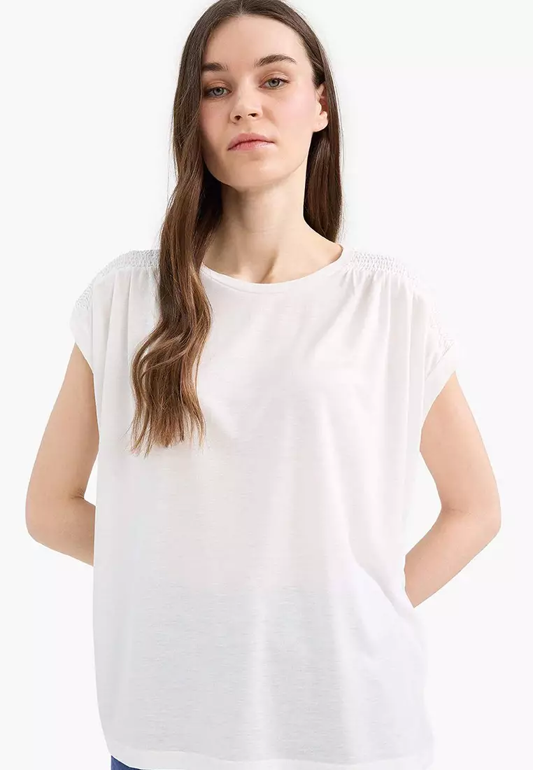 Basic Plain Short Sleeves Blouse