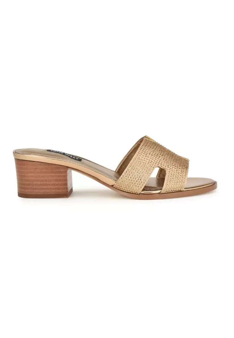 Buy Nine West Nine West Aubrey Open Toe Slide Sandals Gold Online ...