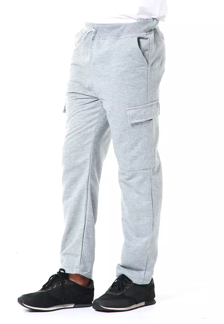 Nemanja Celana Cargo Panjang Pria Training Olahraga Sweatpants Polos Material Fleece ORIGINAL - Misty Gray