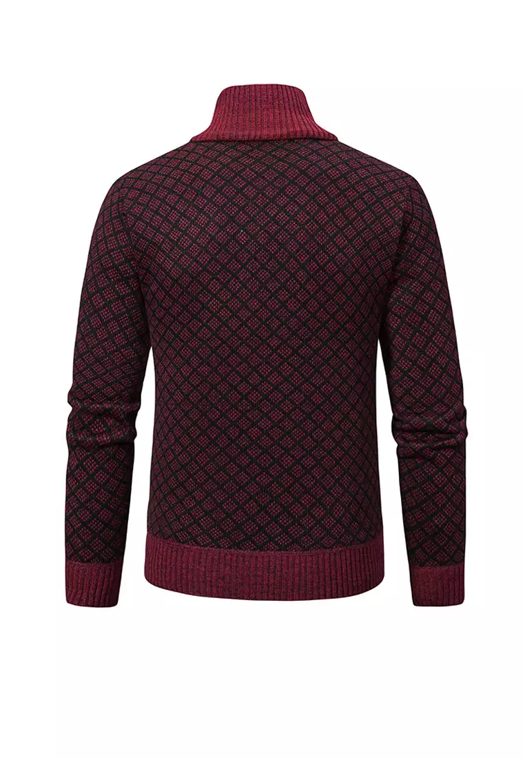 VANSA Fashionable Plaid Knitted Jacket VCM-Kw-228-6967