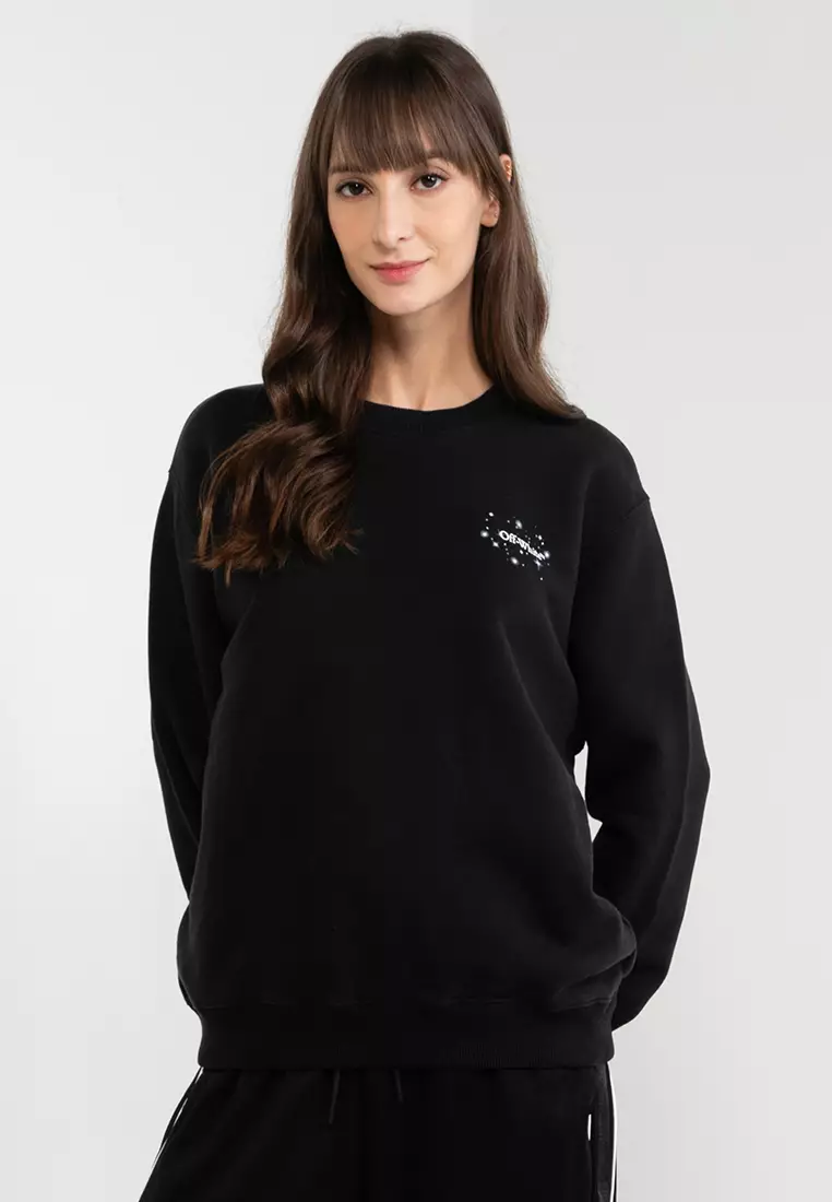 Buy Off white Bling Stars Back Arrow Motif Sweatshirt ik 2024