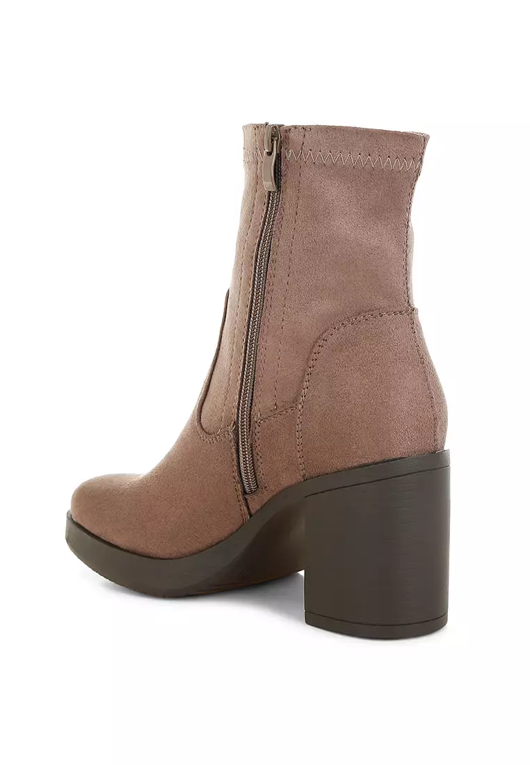 Sepatu Bot Kaus Kaki Mikrofiber Warna Taupe