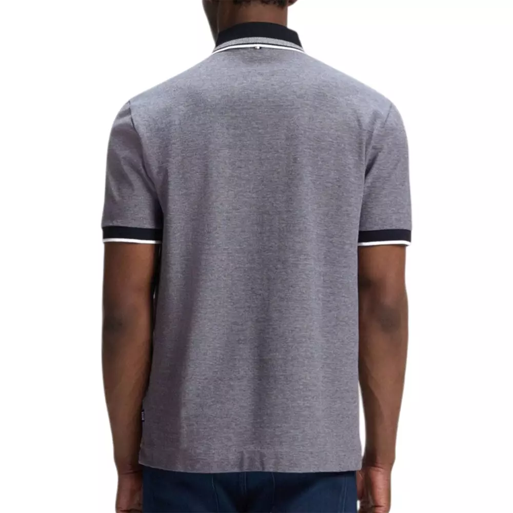 Style H-Prout 141 Logo Detail Oxford Cotton Pique Polo Shirt Grey