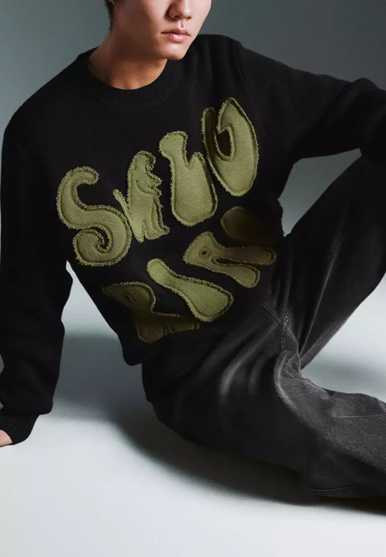 UR冬季新款男装休闲创意图案圆领长袖针织衫UMV940045