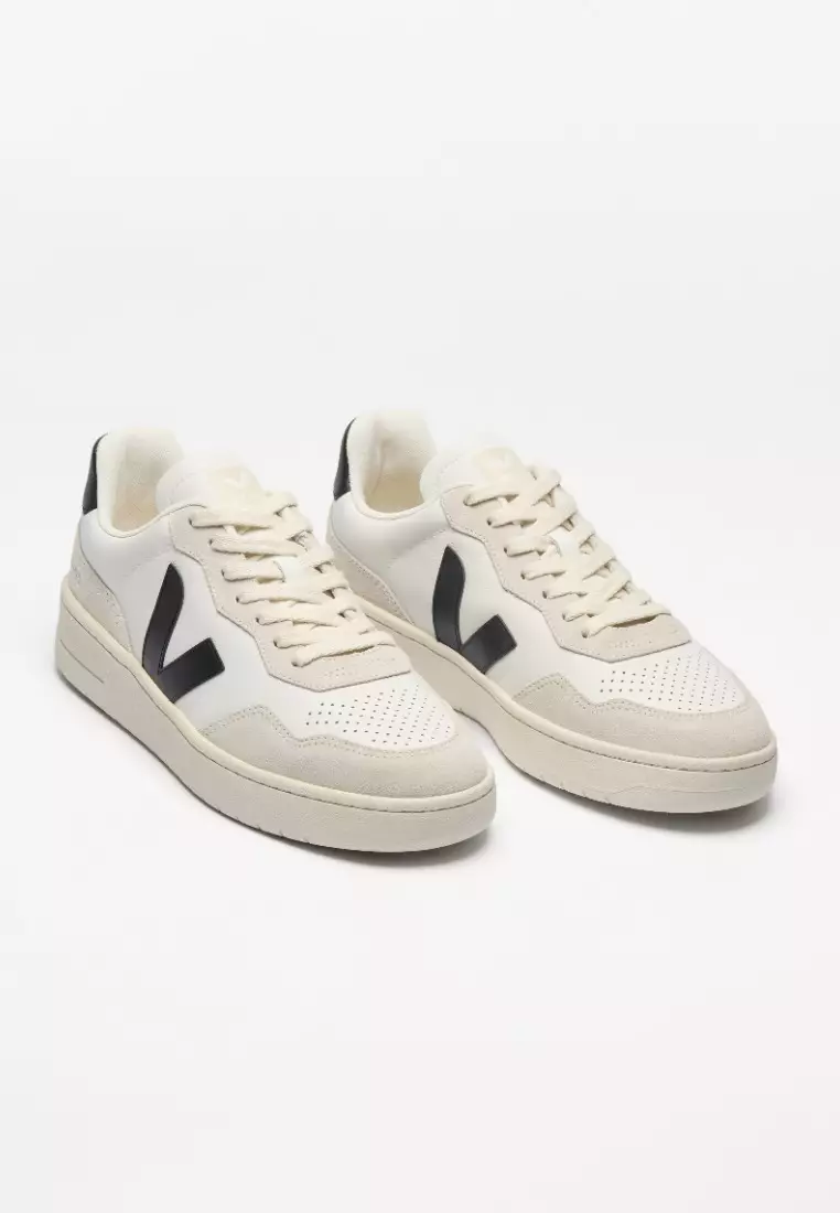 V-90 Leather White Black Sneakers