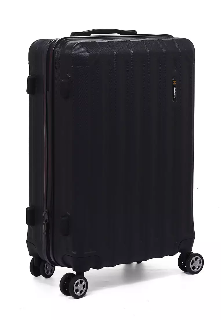 Isvara Tas Koper Hardcase Unisex One Set Suitcase Number Code Combination Lock Large Compartment Material ABS+PVC Coated ORIGINAL - Black