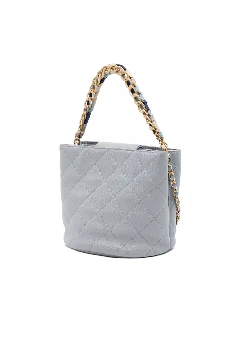 Pre-Loved Chanel Cc Quilted Caviar Chain Scarf Handle Bucket Bag