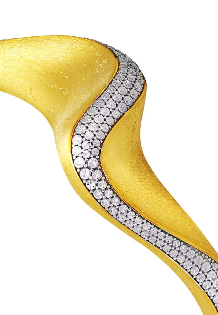 TOMEI Diamond Cut Collection Curvy Bangle, Yellow Gold 916