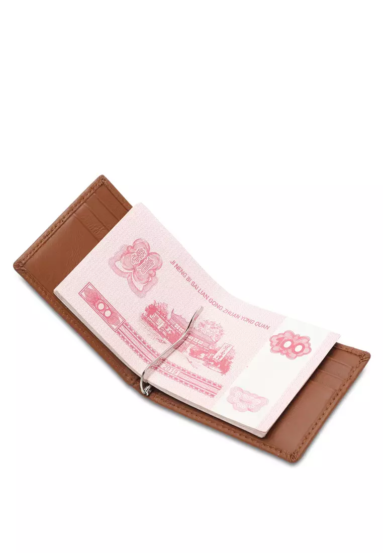 Men's Genuine Leather RFID Blocking Money Clip Wallet