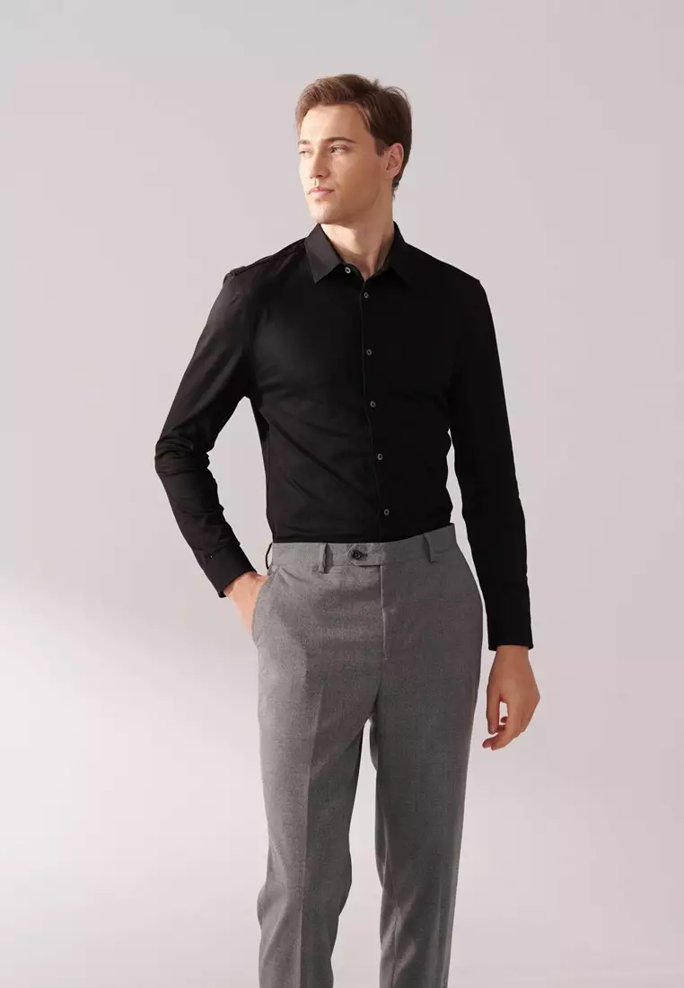 Black Stretch Jersey Shirt