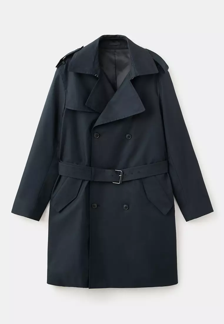 Water-Repellent Belted Trench Coat