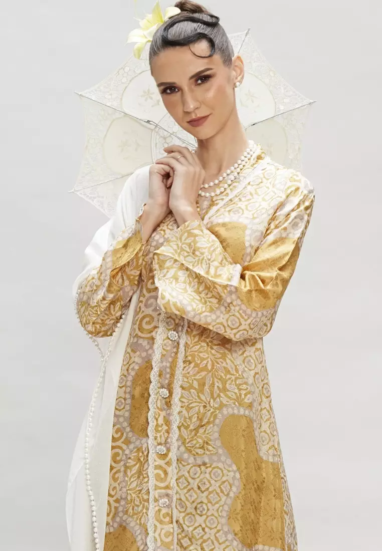 Buy Loveaisyah Premium Batik Mustard long modern Kebaya Satin