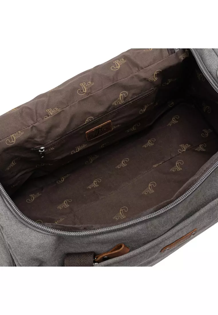 Jack Studio Canvas Leather Business Travel Duffel Bag BAD 21229