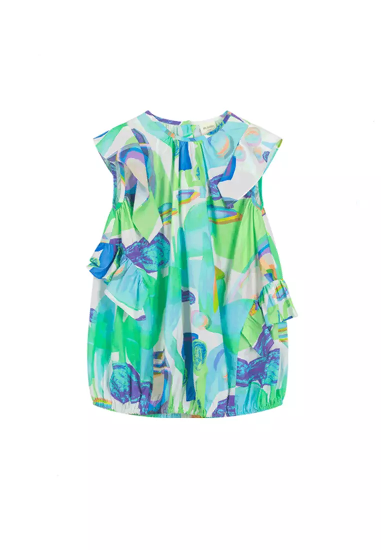 Multicolour Short Ruffled Sleeve Dress