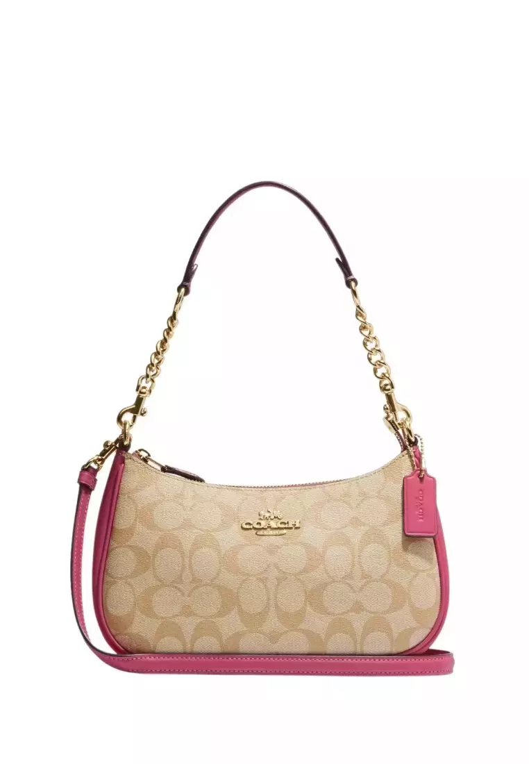 Jual Coach Coach Teri Shoulder Bag In Signature Canvas Light Khaki