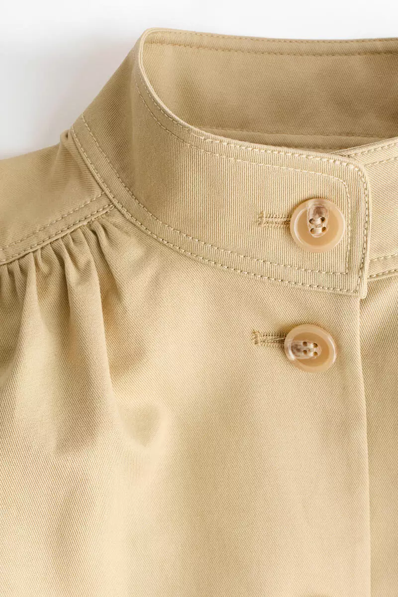 Puff-sleeved twill jacket