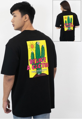 OHNII black OVERSIZED BE LIKE A CACTUS COTTON JERSEY TSHIRT (BL) 29CBAAAF28A650GS_1