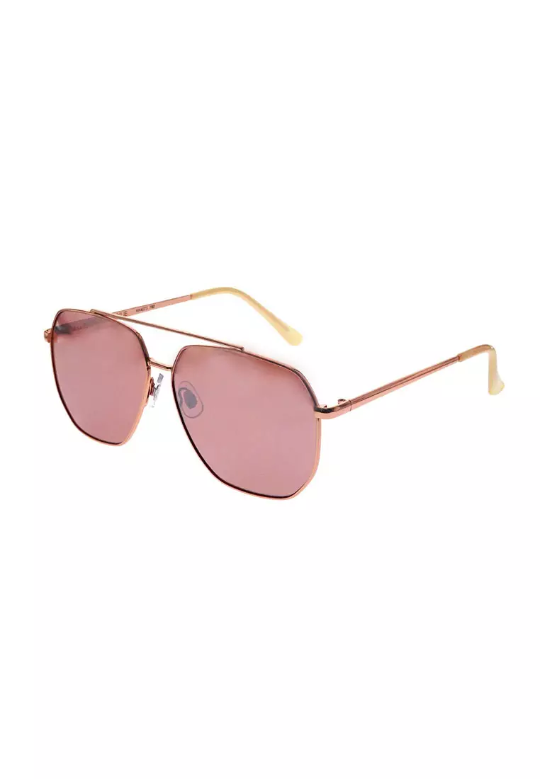 Kendall + Kylie Rose Gold Metal Angular Navigator Devon Sunglasses