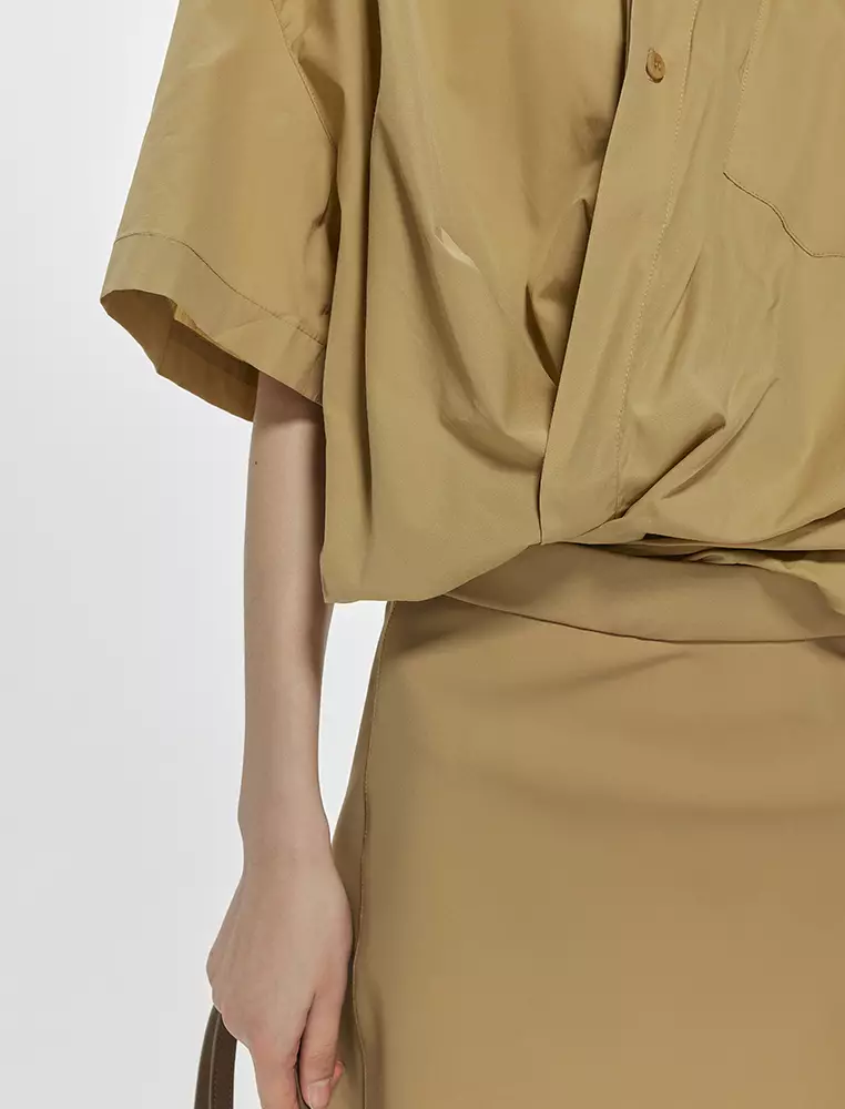 Poplin X-Line Oversized Elegant Short Sleeve Dress