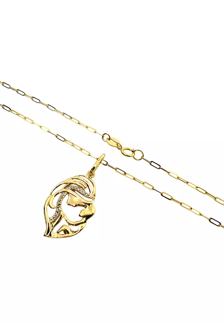 18K Italian Made Bicolor Gold Necklace and Pendant