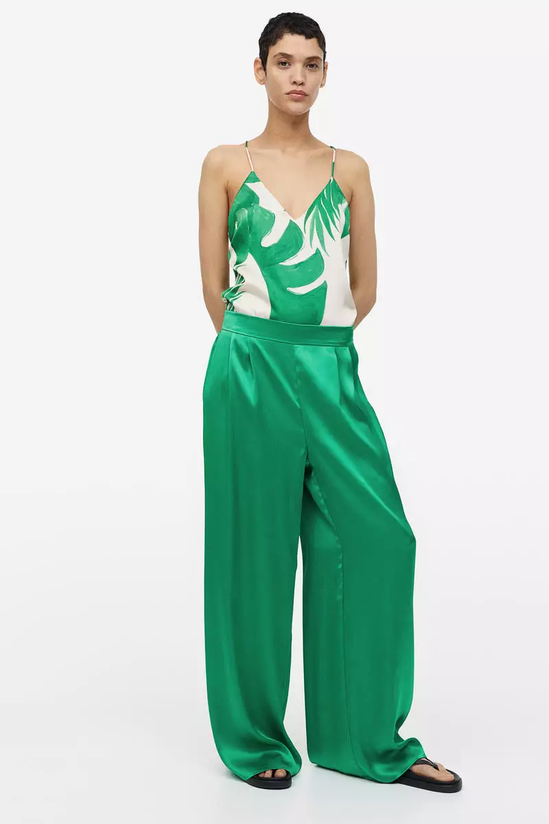 Buy H&M Wide trousers Online ZALORA Malaysia