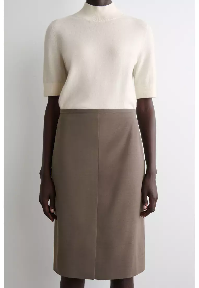 MERINO WOOL-BLEND PENCIL SKIRT