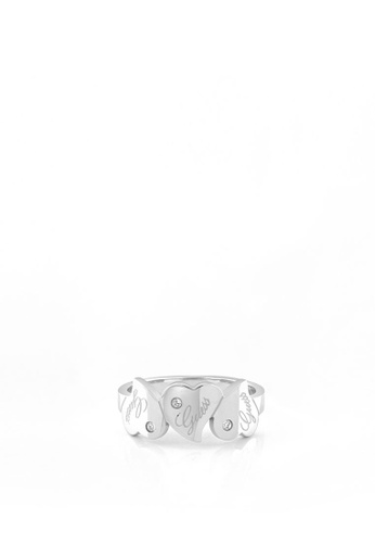 Buy Guess Queen Of Heart Triple Heart Ring 50 Online On Zalora Singapore