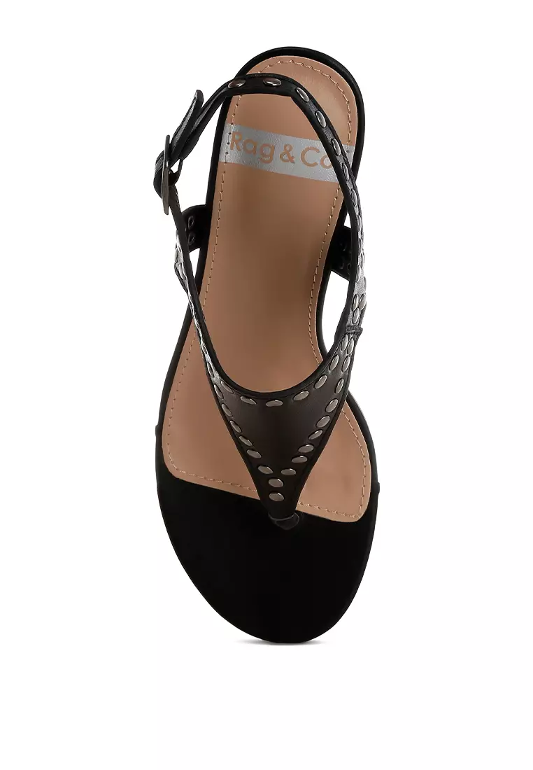 Sandal Kulit Asli Bertabur Warna Hitam