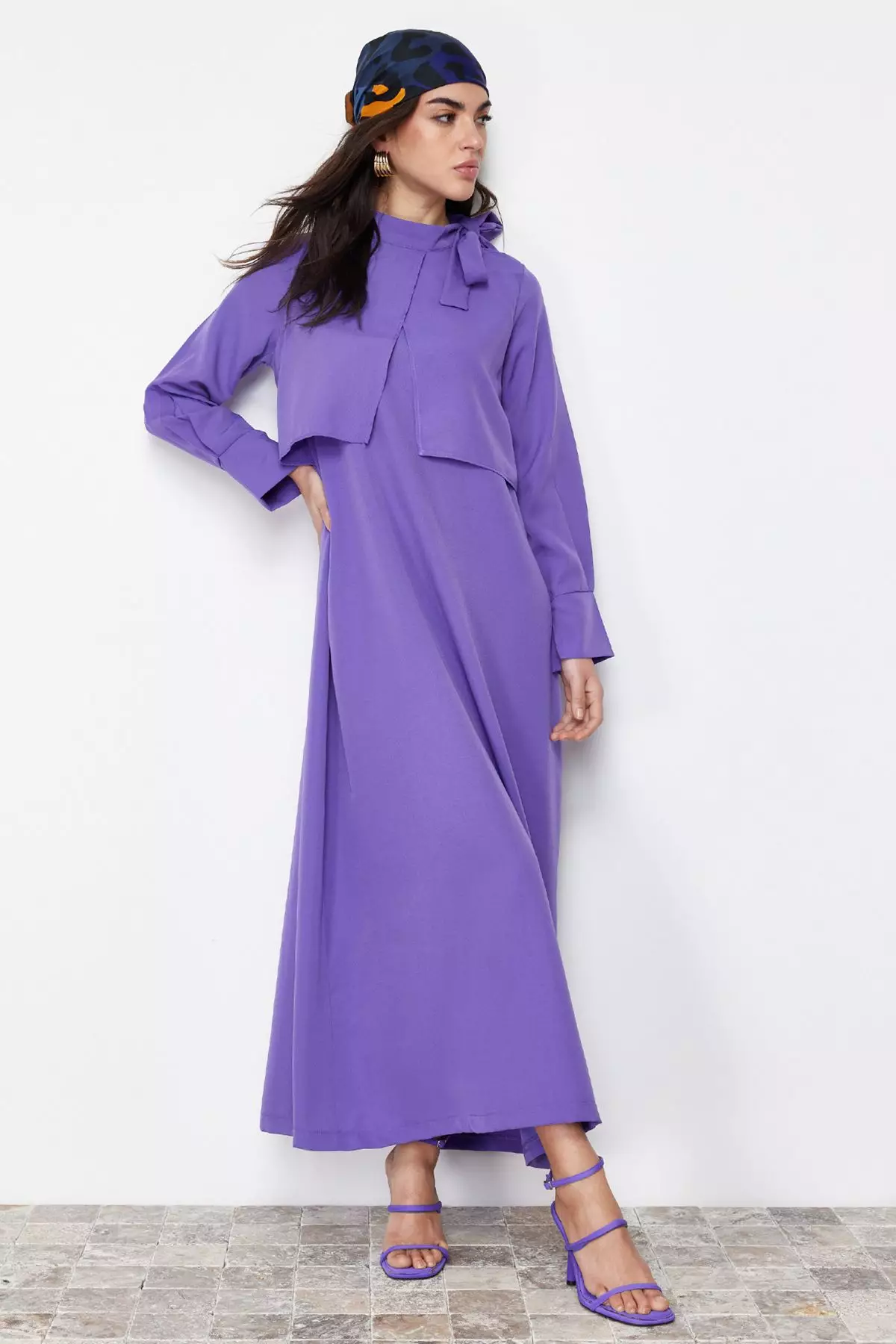 Buy Trendyol MODEST Bow Neck Dress 2026 Online | ZALORA