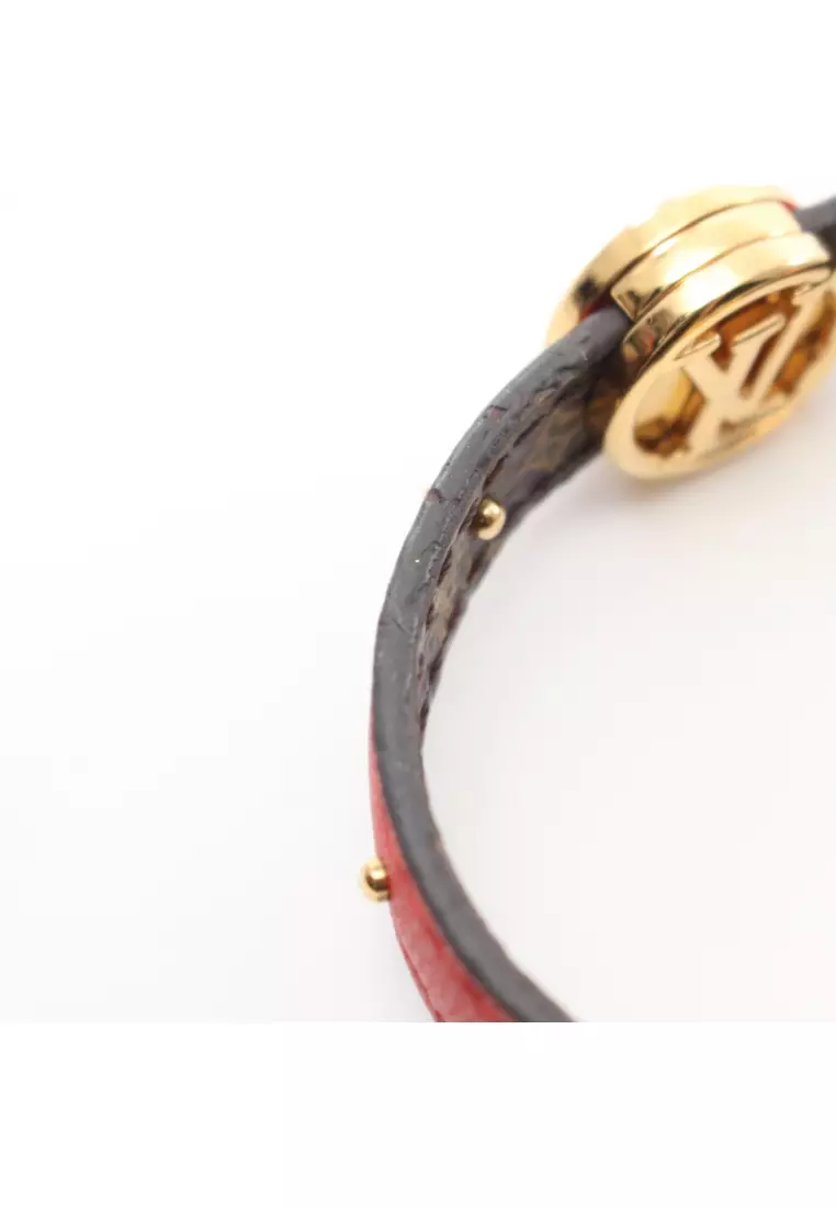 LOUIS VUITTON LV Circle Bracelet PVC GP Brown Red Gold Reversal