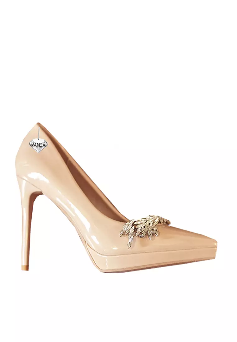 Discount on Twenty Eight Shoes  shoes - SKU: VANSA 10.5cm Imitation Rhinestone Pointed Platform Super High Heel VSW-P-8899-9