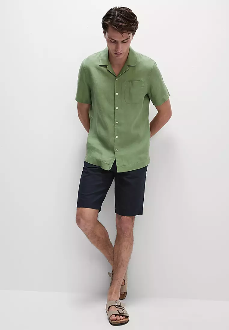 Regular Fit Cotton Linen Blend Chino Shorts