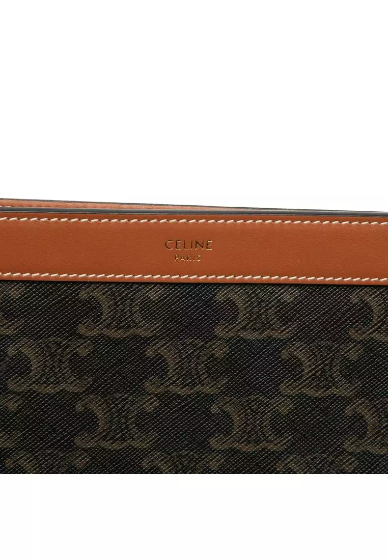Pre-Loved Celine Triomphe Coated Canvas Clutch