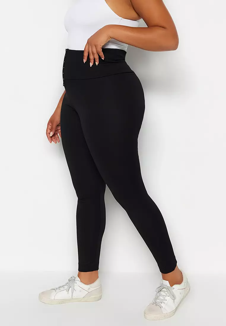 Corset-Look Interlock Knitted Leggings.