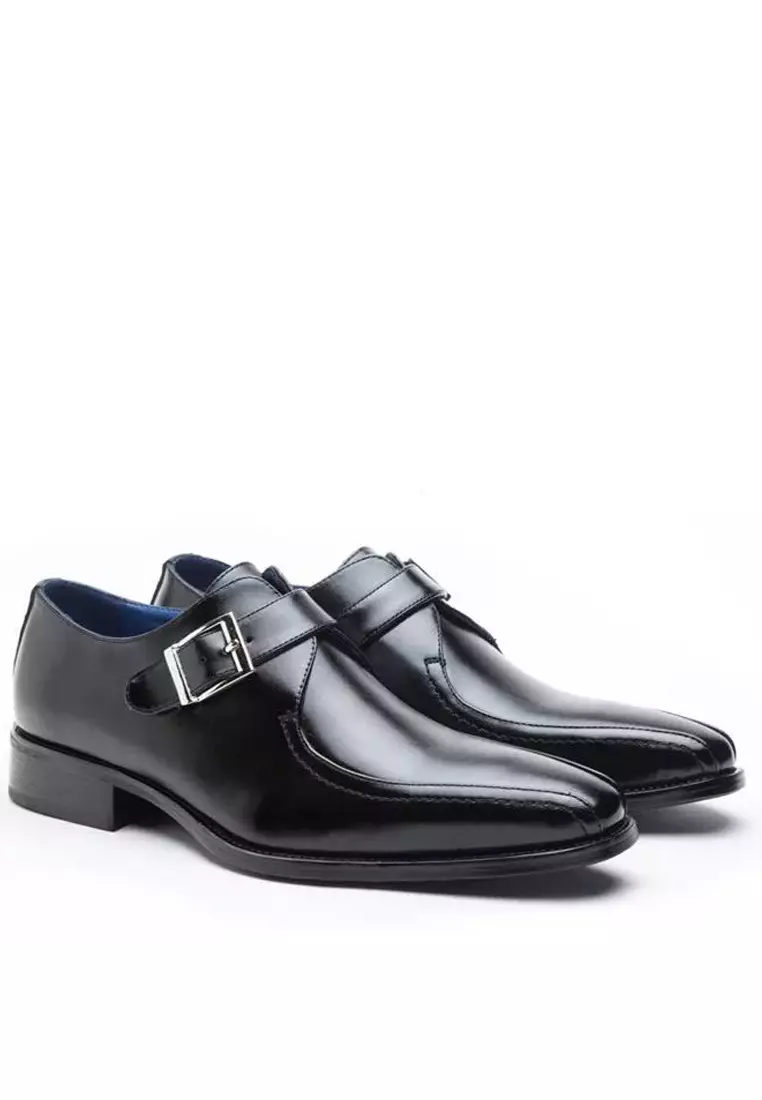 Mens leather hotsell monk strap shoes